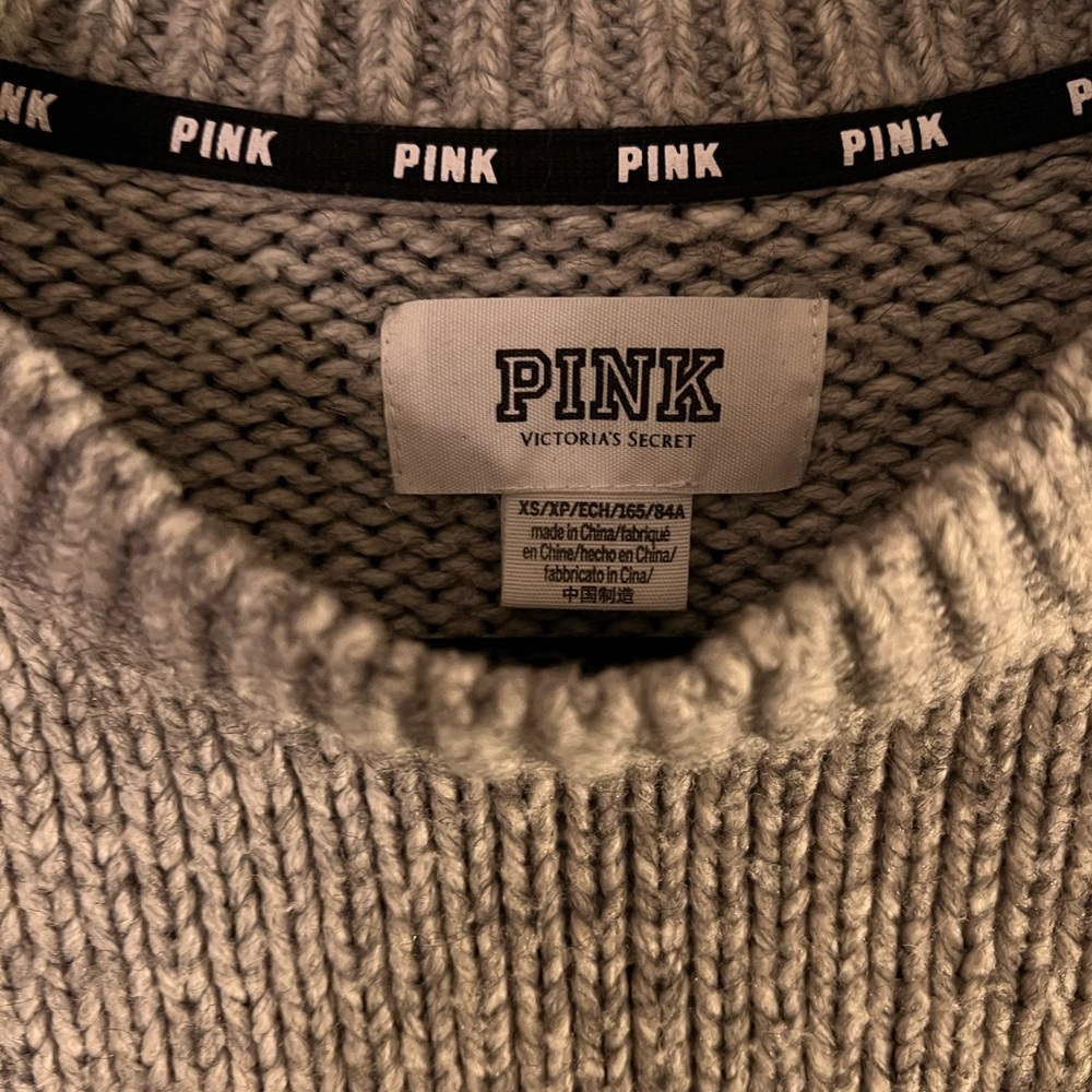 Gray Knit Crewneck by Pink
